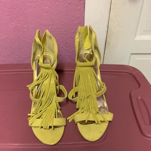 Steve Madden fringe neon green Stiletto heel sandal demon
